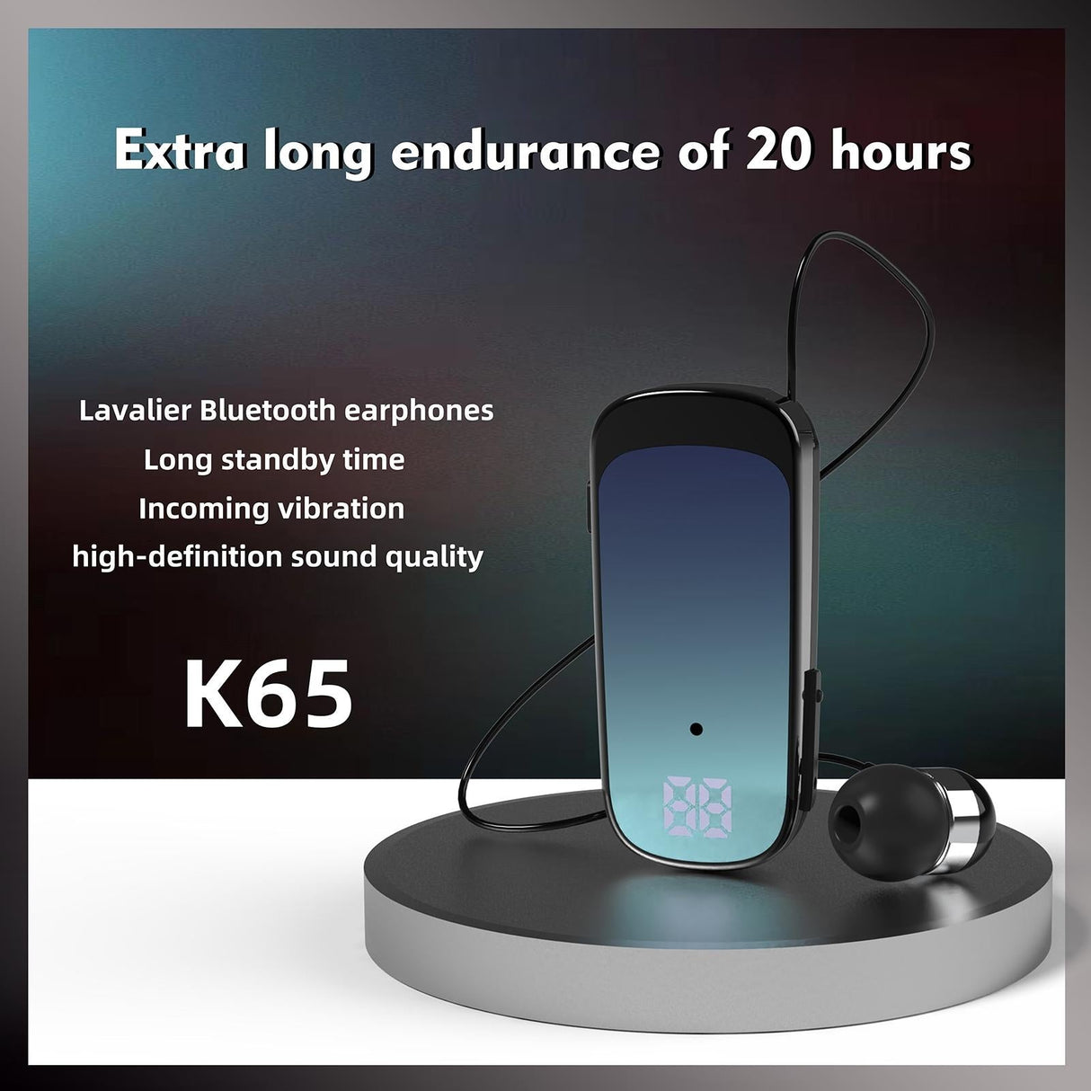 K65 Wireless Business Earbuds - Retractable Cable