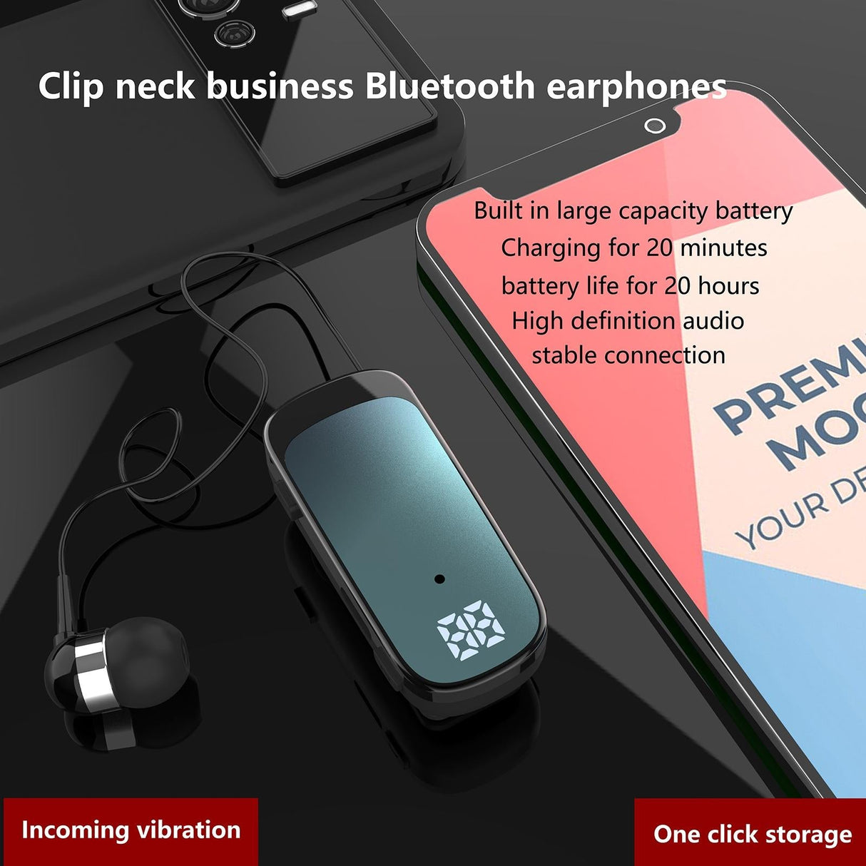 K65 Wireless Business Earbuds - Retractable Cable