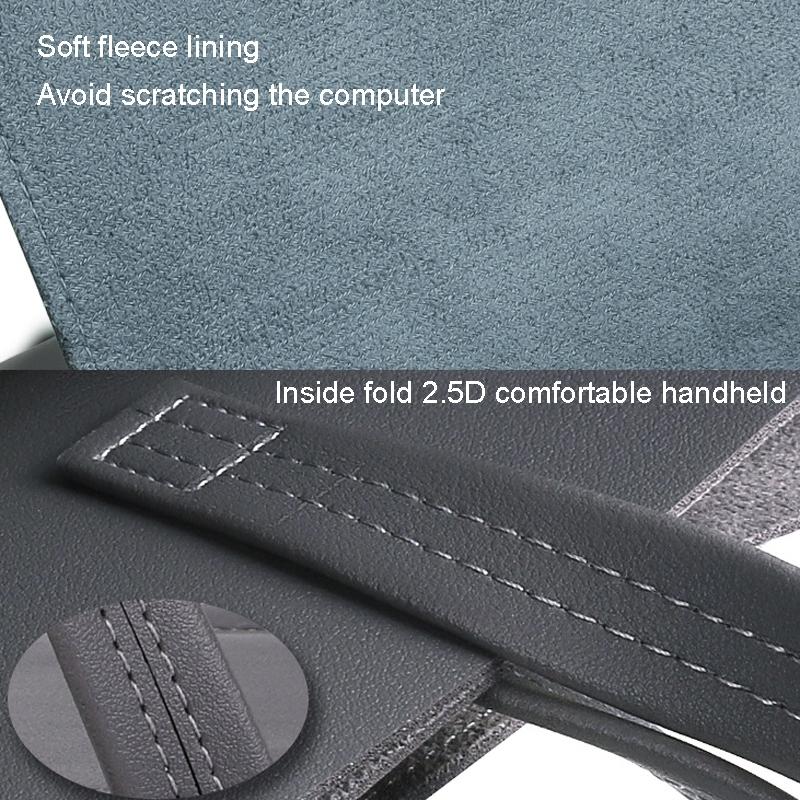 Waterproof Elastic Button Laptop Handbag - Pu Material - Grey - 13.3/14 Inch