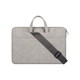 Detachable Shoulder Strap Business Laptop Bag - 14.1-15.4 Inch Frosted Pu - Light Gray