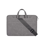 Detachable Shoulder Strap Business Laptop Bag - 14.1-15.4 Inch Frosted Pu - Light Gray