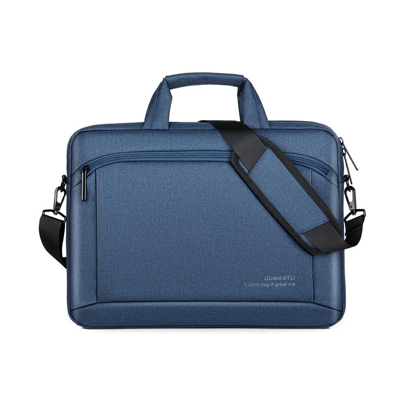 Portable 15 Inch Laptop Leather Handbag For Business Briefcase - Sapphire Blue