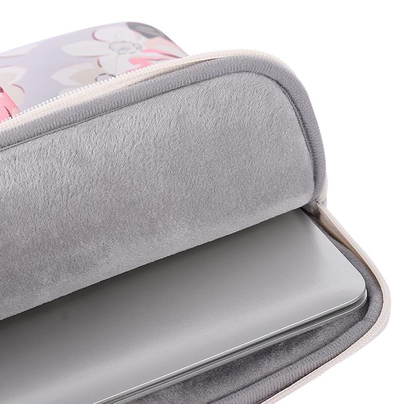 13 Inch Laptop Case Bag With White Rose Pattern And Handle - Grey