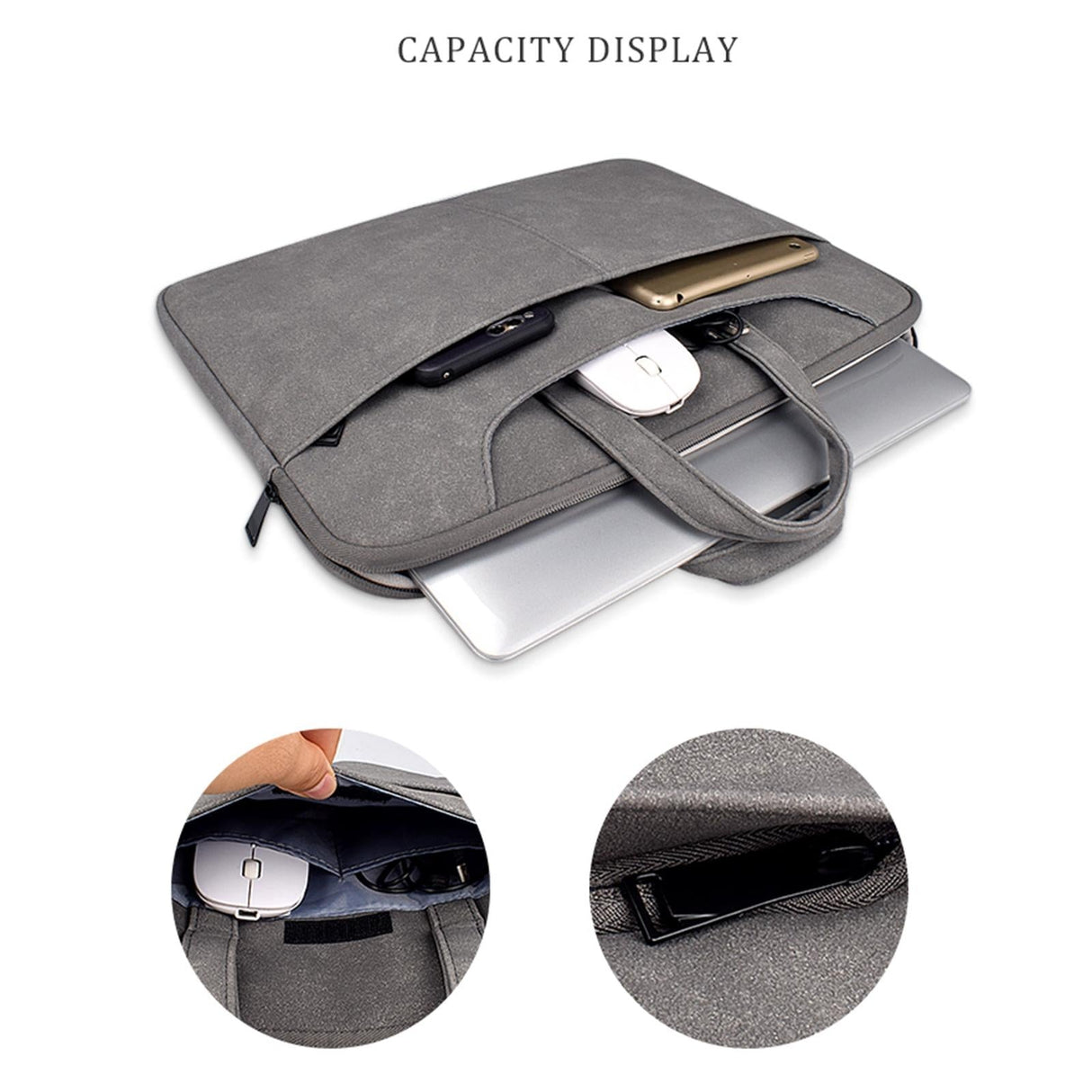 Detachable Shoulder Strap Business Laptop Bag - 14.1-15.4 Inch Frosted Pu - Dark Gray