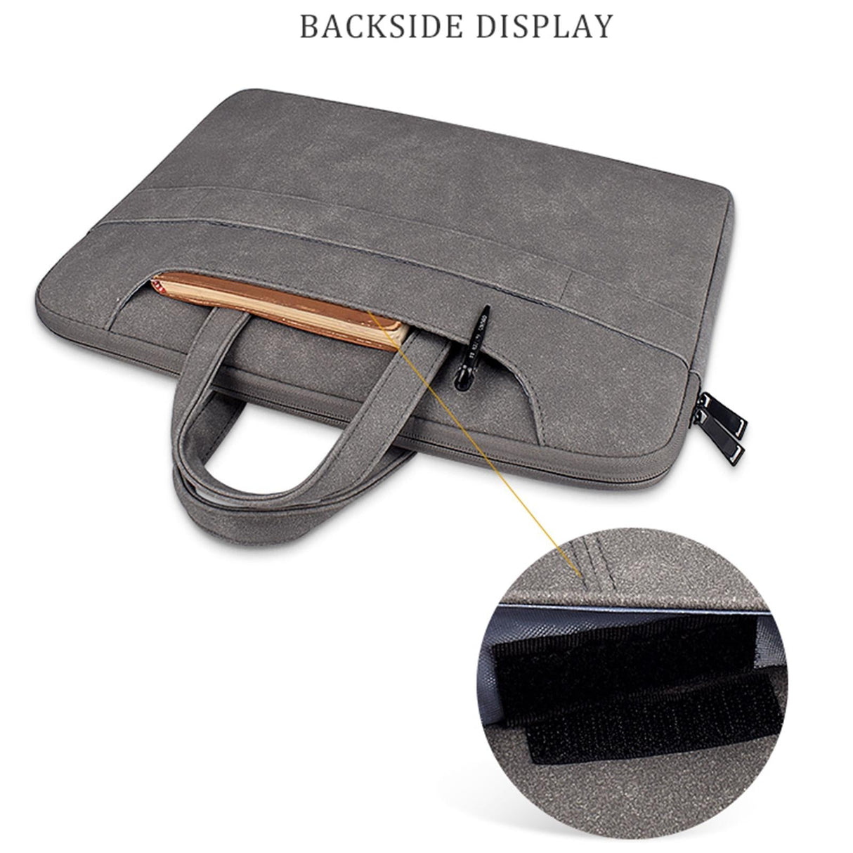 Detachable Shoulder Strap Business Laptop Bag - 14.1-15.4 Inch Frosted Pu - Dark Gray