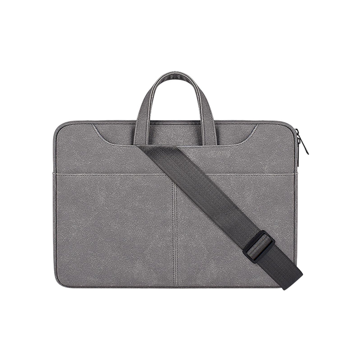 Detachable Shoulder Strap Business Laptop Bag - 14.1-15.4 Inch Frosted Pu - Dark Gray