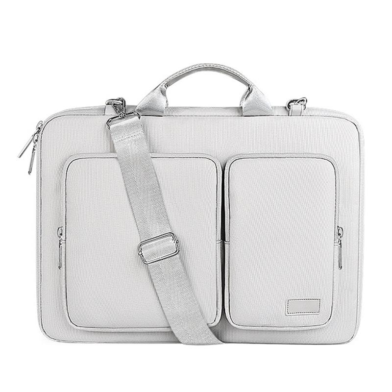 Detachable Shoulder Strap Laptop Bag - 14.1-15.4 Inch Thickened Polyester - Silver Gray