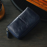 Leather Rfid Zipper Card Holder With Change Pocket