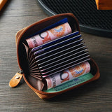 Leather Rfid Zipper Card Holder With Change Pocket