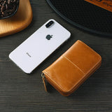 Leather Rfid Zipper Card Holder With Change Pocket