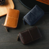 Leather Rfid Zipper Card Holder With Change Pocket