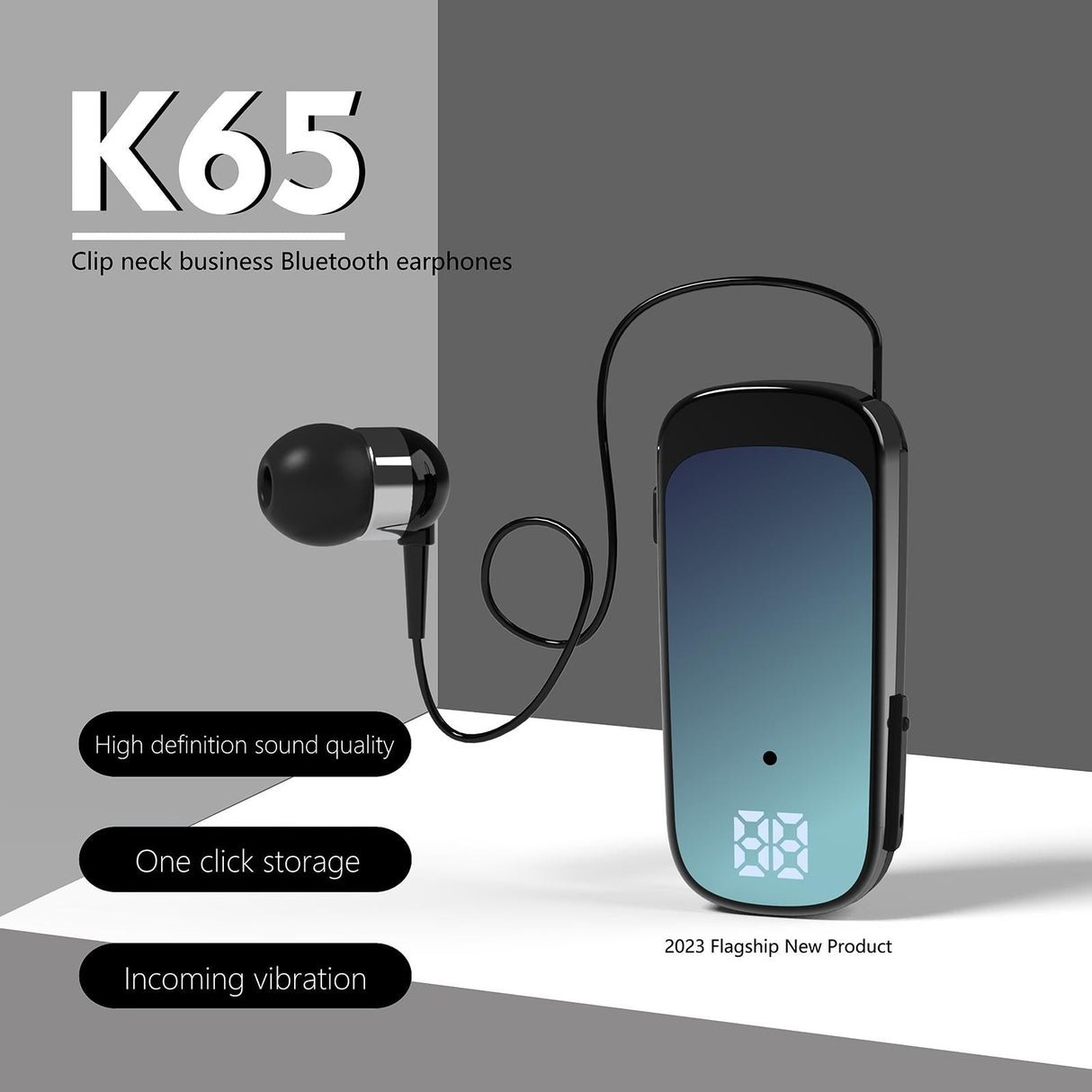 K65 Wireless Business Earbuds - Retractable Cable