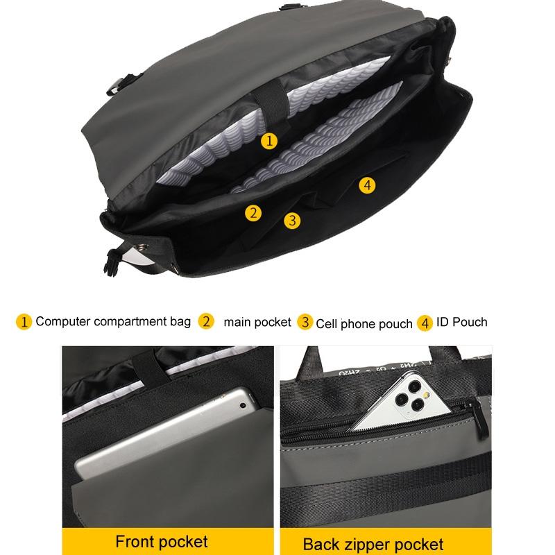 Anti-Drop Crossbody Laptop Bag - 16 Inch Airbag Design - Black Lightning