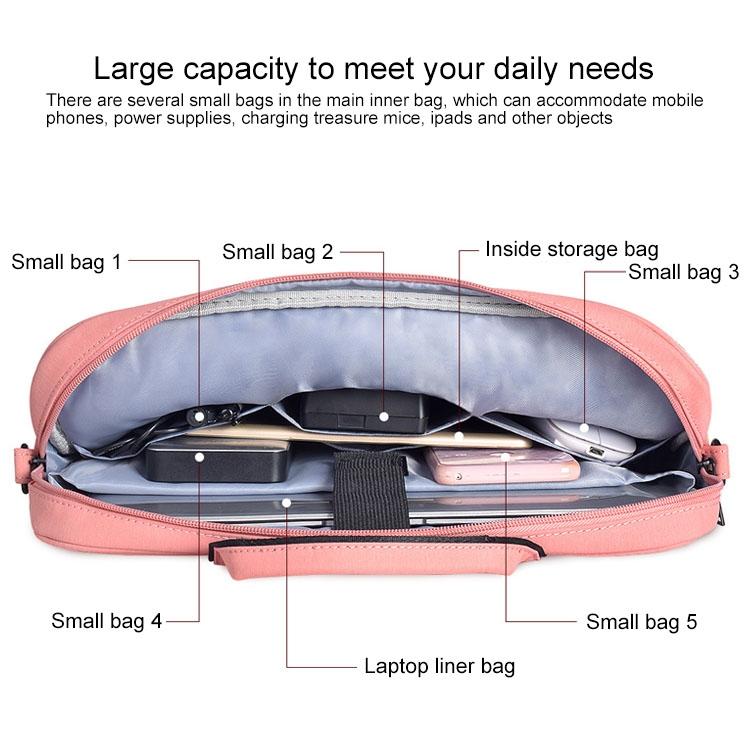 13.3 Inch Waterproof Anti-Theft One-Shoulder Handbag With Suitcase Belt - Pink