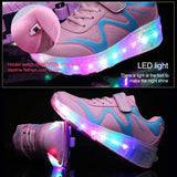 Rechargeable Led Roller Skates - Pink Size 30