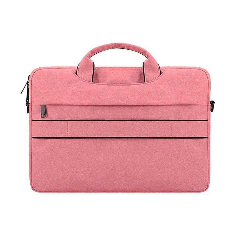 14.1 Inch Laptop Handbag With Hidden Strap And Suitcase Belt - Waterproof And Tear-Resistant - Pink