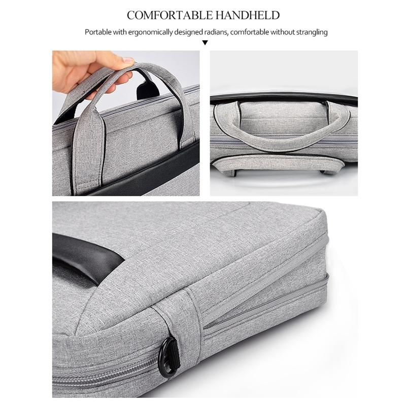 Expandable Laptop Bag - Waterproof Oxford Cloth Detachable Shoulder Strap - Grey