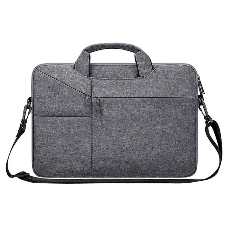 14.1 Inch Laptop Handbag With Hidden Strap And Suitcase Belt - Waterproof And Tear-Resistant - Light Grey