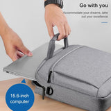 Portable 15 Inch Laptop Leather Handbag For Business Briefcase - Light Grey