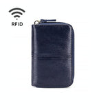 Leather Rfid Zipper Card Holder With Change Pocket