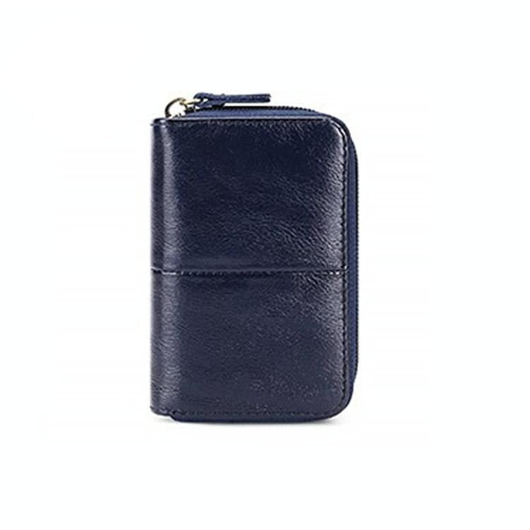 Leather Rfid Zipper Card Holder With Change Pocket