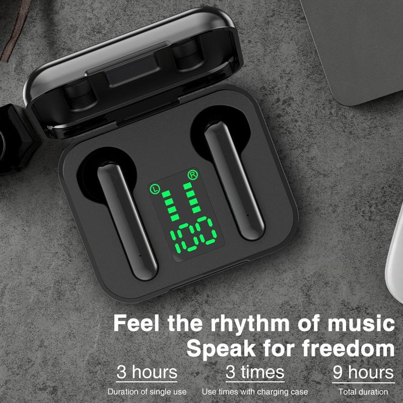 Wireless Bluetooth Earphones With Charging Box & Led Display