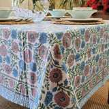 Kolka Kumudani Handcrafted Floral Tablecloth - Blush Pink