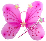 Girls Kids Angel Fairy Butterfly Wing Fancy Princess Party Costume - Hot Pink - Front View