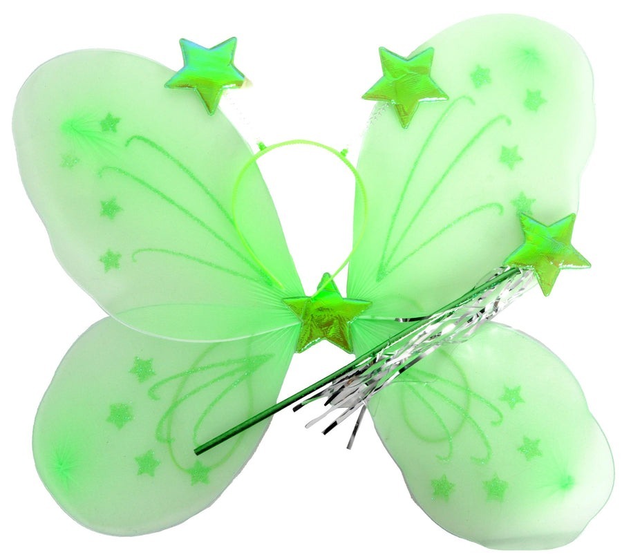 Girls Kids Angel Fairy Butterfly Wing Fancy Princess Party Costume Prop - Green