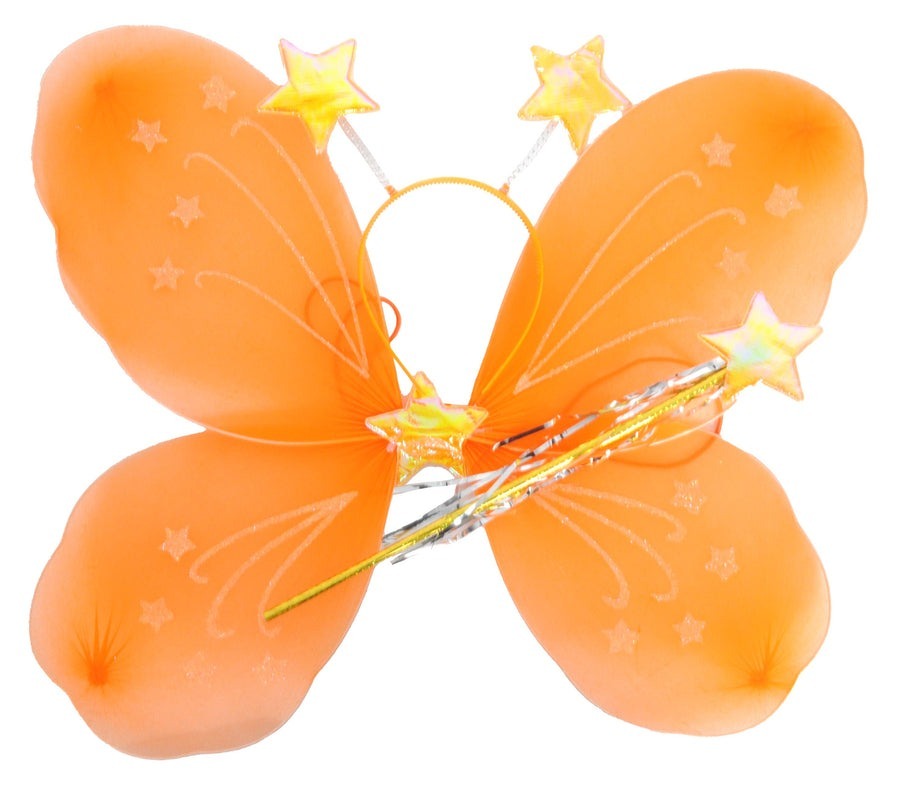 Girls Kids Angel Fairy Butterfly Wing Fancy Princess Party Costume Prop - Orange