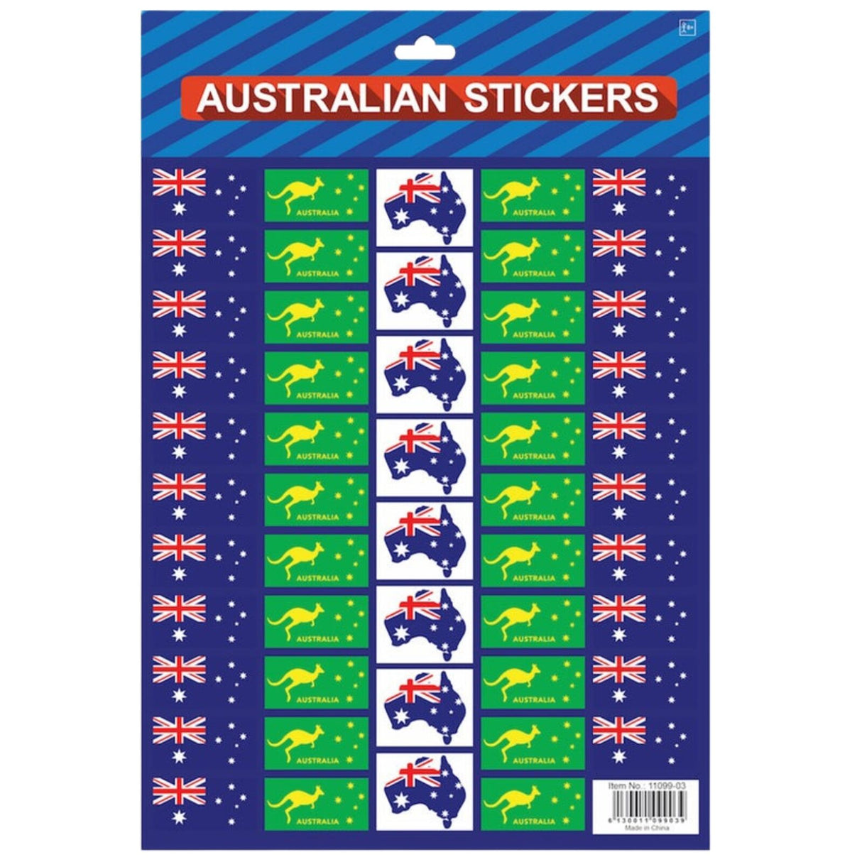 Australian Flag Stickers – A4 Sheet of Festive Stickers for Australia Day Celebrations