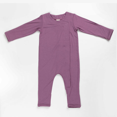 Ponchik Babies + Kids - Magnetic Bamboo Body Suit Onesie - Plum - 0-3m