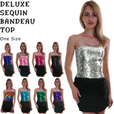 Womens Sparkling Sequin Tube Bandeau Crop Top - Black Party Wear