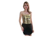 Gold Sequin Bandeau Crop Top - Sparkly Costume Tube for Parties and Performances - Front View