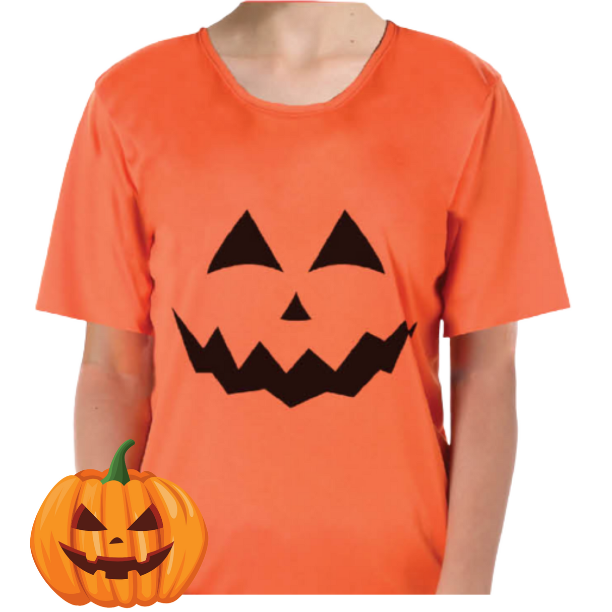 Unisex Halloween Pumpkin Tee - Orange Jack O'Lantern Shirt for Adults - Size S