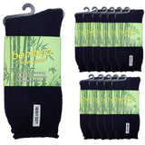 12 Pairs PREMIUM BAMBOO SOCKS Mens Heavy Duty Thick Work Socks Cushion BULK  - Navy Blue - 11-14