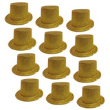 Bulk Pack of 12 Sparkling Glitter Top Hats for Fun Dress-Up Events - Yellow/Gold