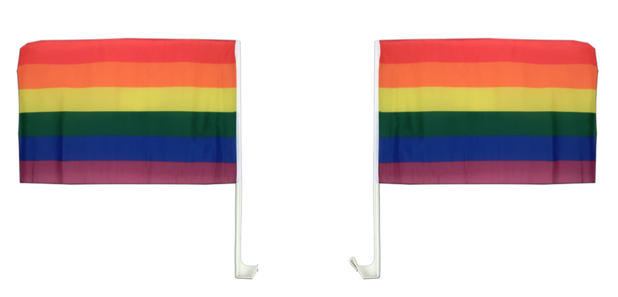 Rainbow Pride Car Flags with Window Clips - 30cm x 45cm for Festivals and Celebrations