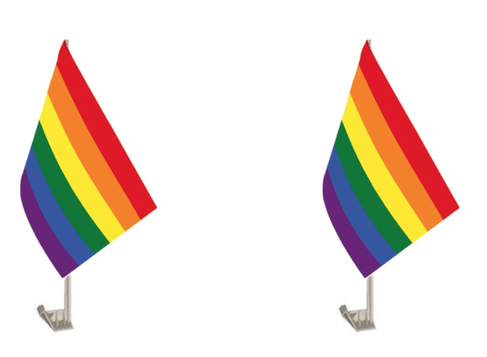 Rainbow Pride Car Flags with Window Clips - 30cm x 45cm for Festivals and Celebrations