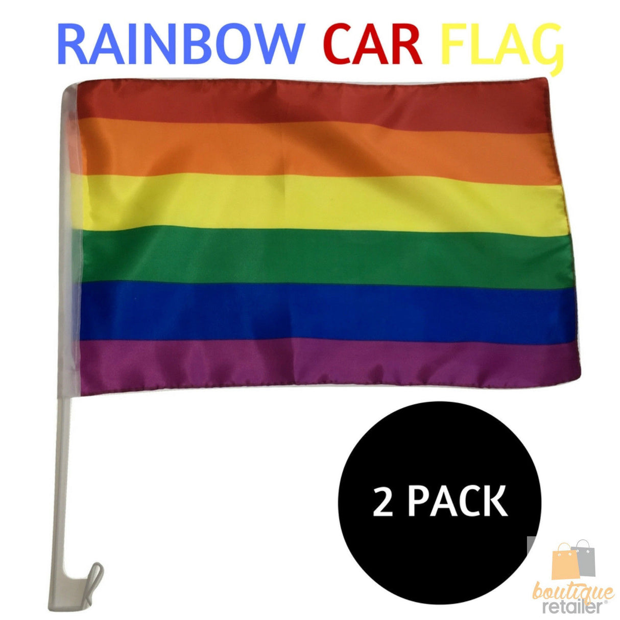 Rainbow Pride Car Flags with Window Clips - 30cm x 45cm for Festivals and Celebrations