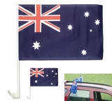 Australia Day Car Flag Set - 2 Premium 30cm x 45cm Flags with Window Mounts