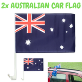 Australia Day Car Flag Set - 2 Premium 30cm x 45cm Flags with Window Mounts