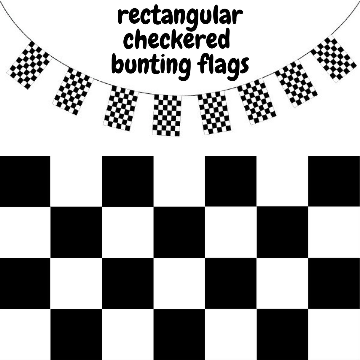 CHECKERED BUNTING FLAG Race Car Chequered Flag Banner Hanging Decoration Rectangular - 3.6 Metres