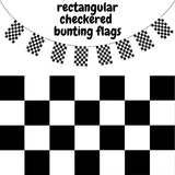 CHECKERED BUNTING FLAG Race Car Chequered Flag Banner Hanging Decoration Rectangular - 3.6 Metres