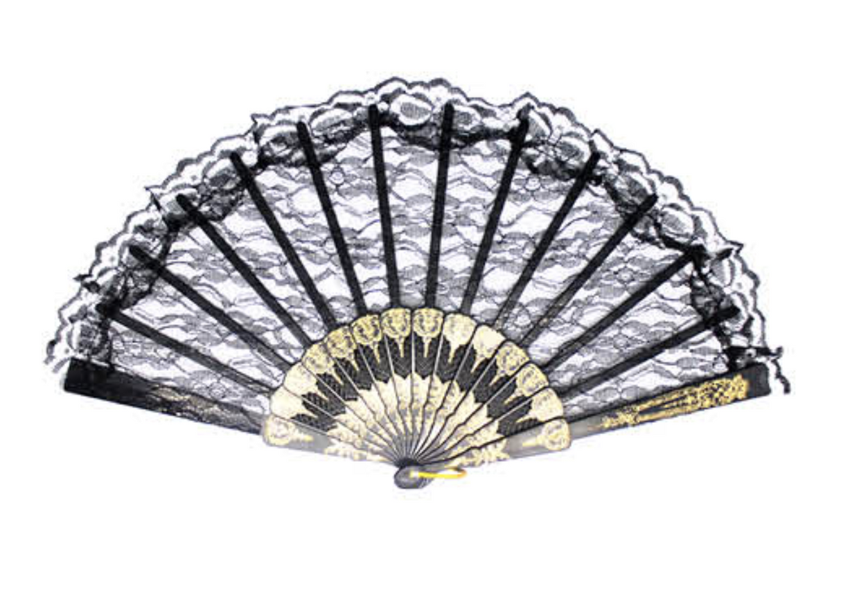 Chic Black Lace Handheld Fan for Bridal Events and Spanish Attire