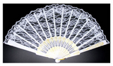 Chic White Lace Hand Fan - Ideal for Weddings and Special Events - Front View