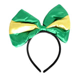 Green and Gold Yellow Bow Headband – Australia Day & Sports Event Accessory - Front View