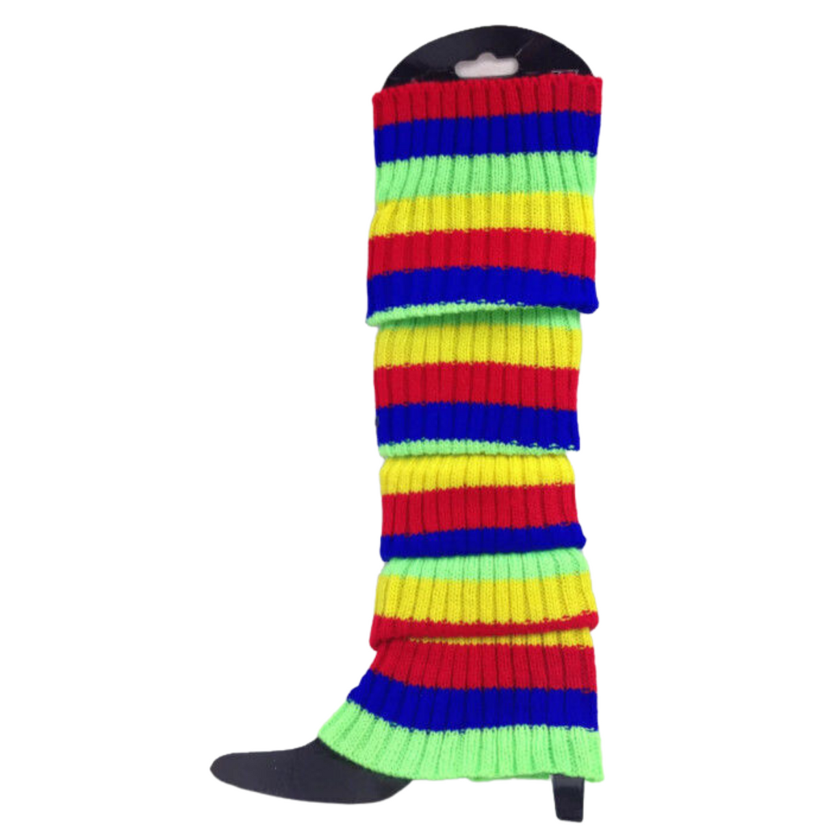 COLORFUL RIBBED LEG WARMERS - Stretchy 80s Style Knitted Socks for Dance Parties - Multicolor Design