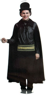 Adult Cape Cloak Collared Robe Halloween Vampire Witch Wizard 140cm Collar - Black - Side View