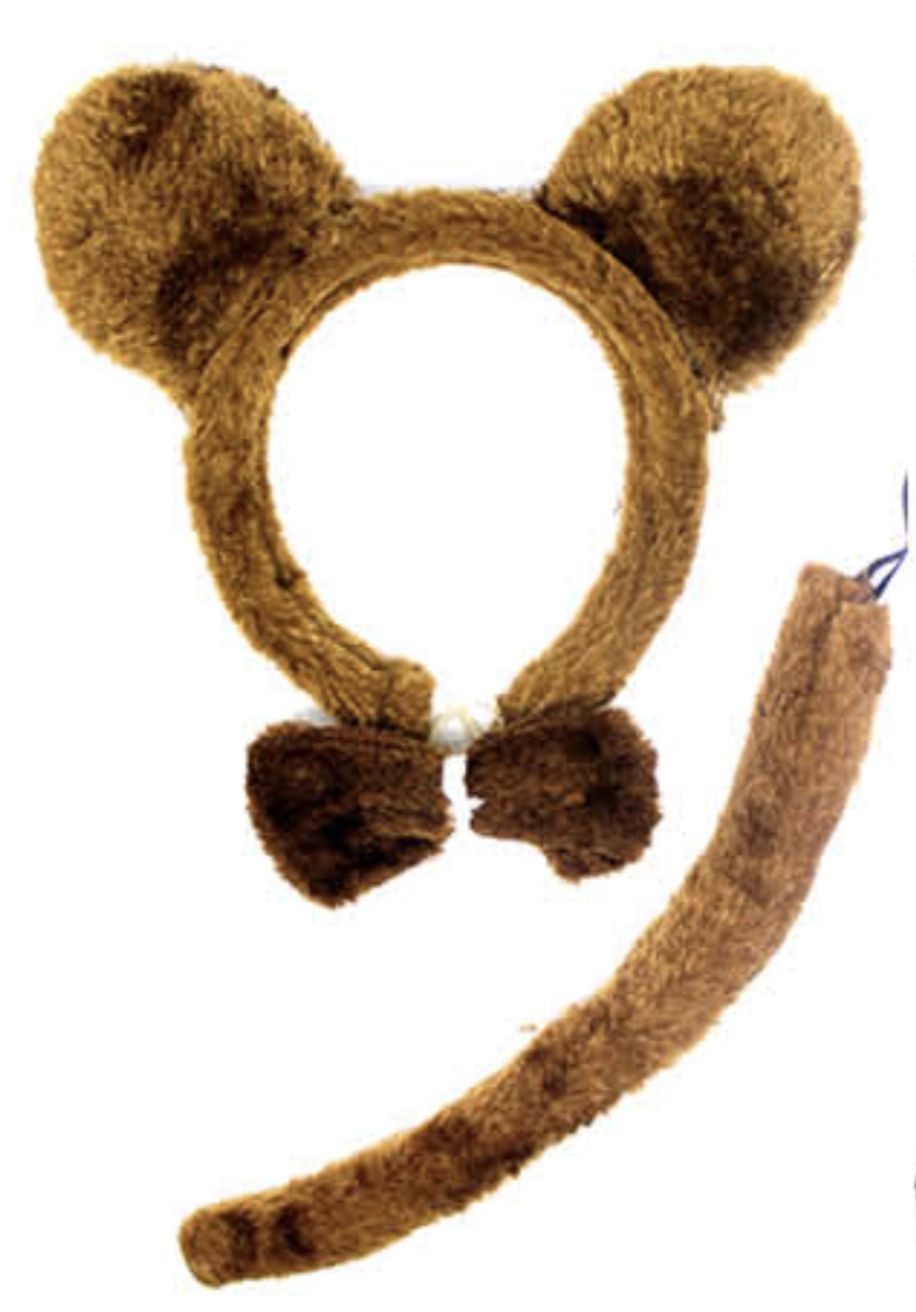 Adorable Brown Bear Costume Accessory Set with Bow Tie & Tail for Halloween Celebrations